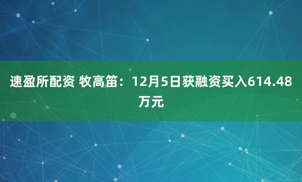 速盈所配资 牧高笛：12月5日获融资买入614.48万元